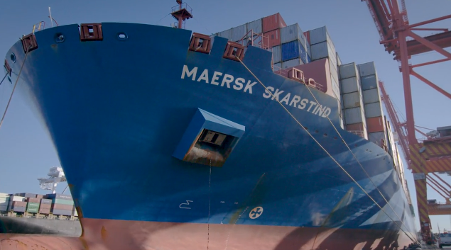 Maersk Skarstind chegou na semana passada no porto de Melbourne