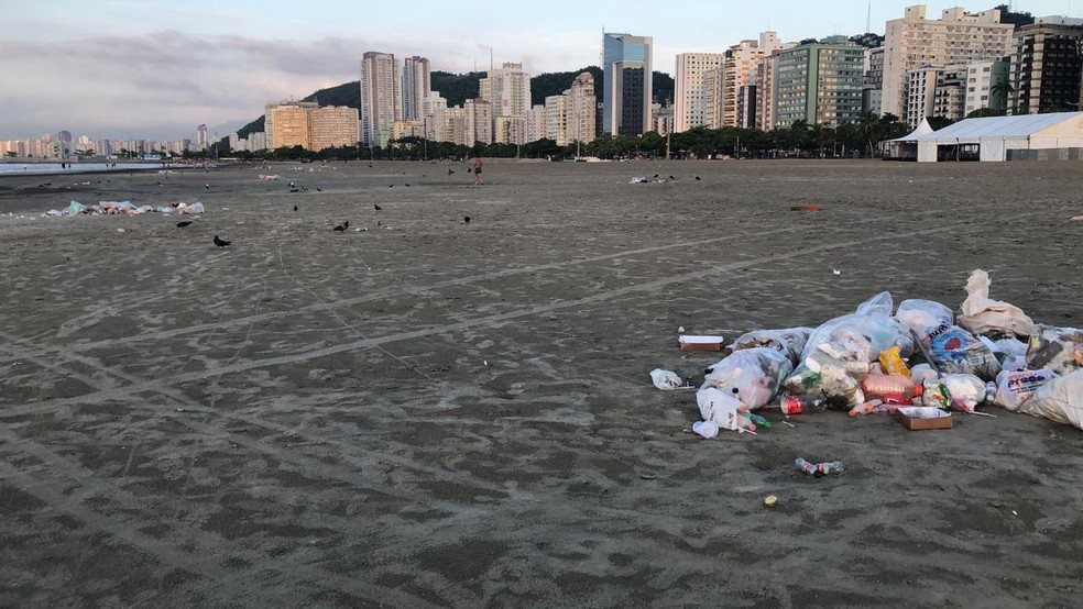 Ação inédita une corrida e coleta de lixo na praia de Santos