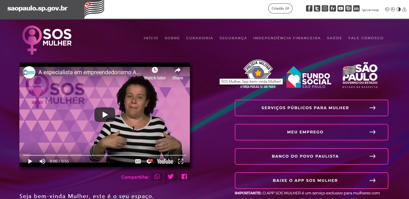 Governo de São Paulo lança site SOS Mulher