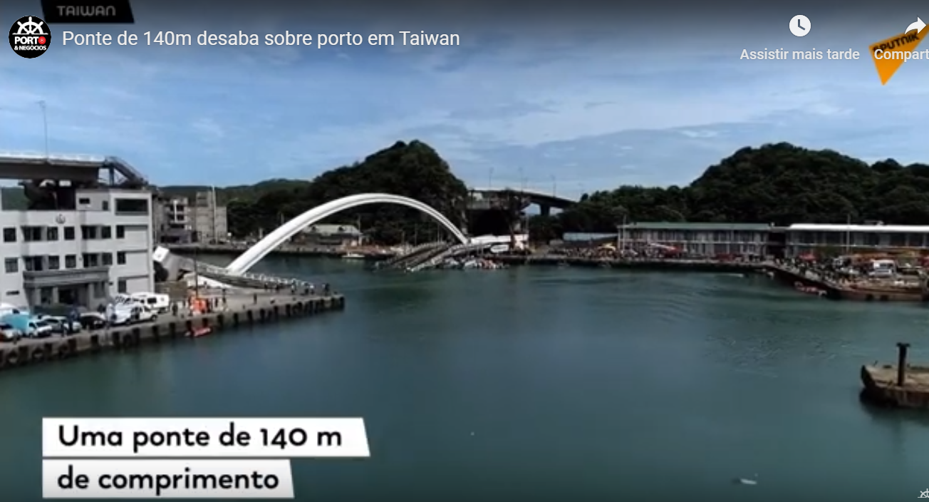 Ponte desaba sobre Porto em Taiwan e deixa ao menos 10 pessoas feridas
