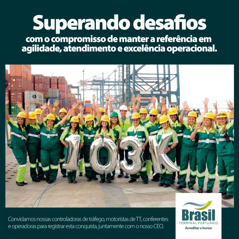 Brasil Terminal Portuário comemora 103.039 contêineres movimentados em outubro