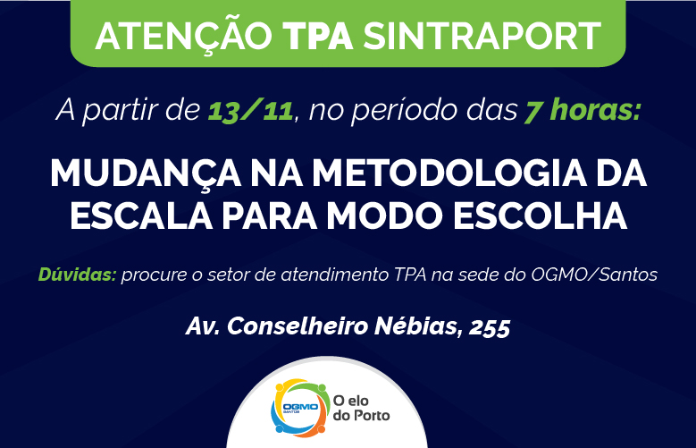 OGMO/Santos alerta Sintraport para mudança da escola para modo escolha