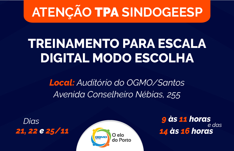 OGMO/Santos realiza treinamento para SINDOGEESP para uso da escala digital modo escolha