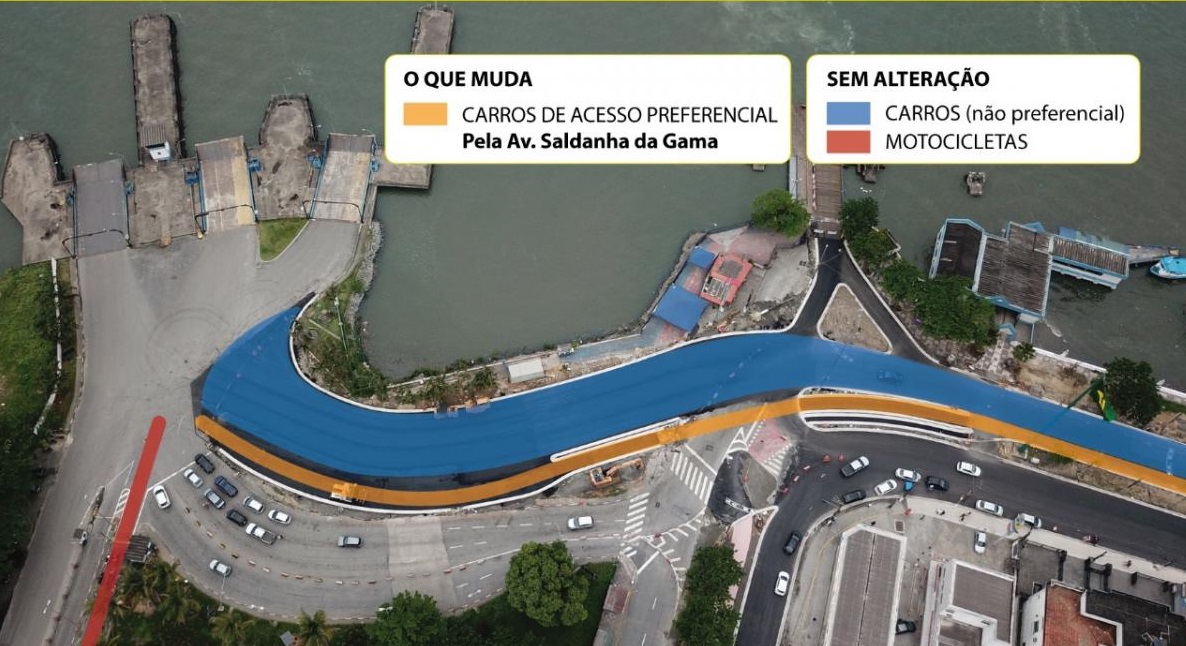 Novo bolsão de carros para acesso à balsa é aberto em Santos