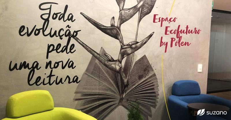 Suzano inaugura o Espaço Ecofuturo by Pólen com um acervo de mais de 250 livros no Escritório Central (SP).