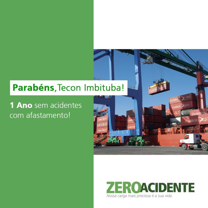 Tecon Imbituba acaba de atingir a marca de um ano sem acidentes com afastamento