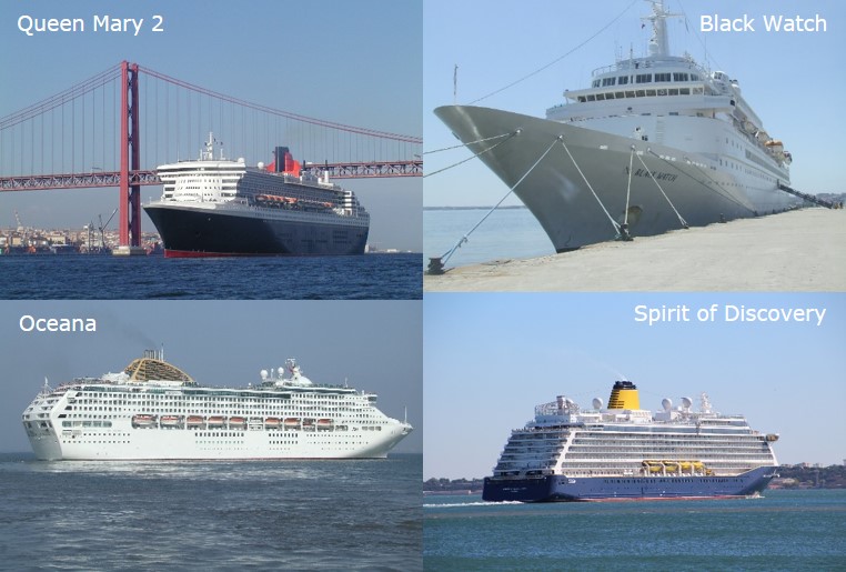 Navios de cruzeiro no Porto de Lisboa de 13 a 19 de janeiro