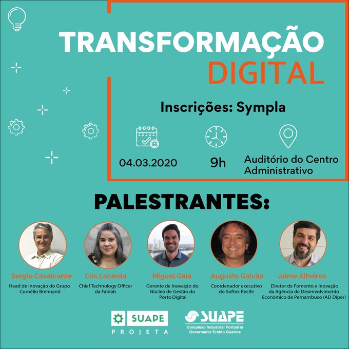 Na constante busca por disseminar inovação nas indústrias instaladas no Complexo, Suape promoverá, nesta quarta-feira (4), às 9h, evento sobre transformação digital