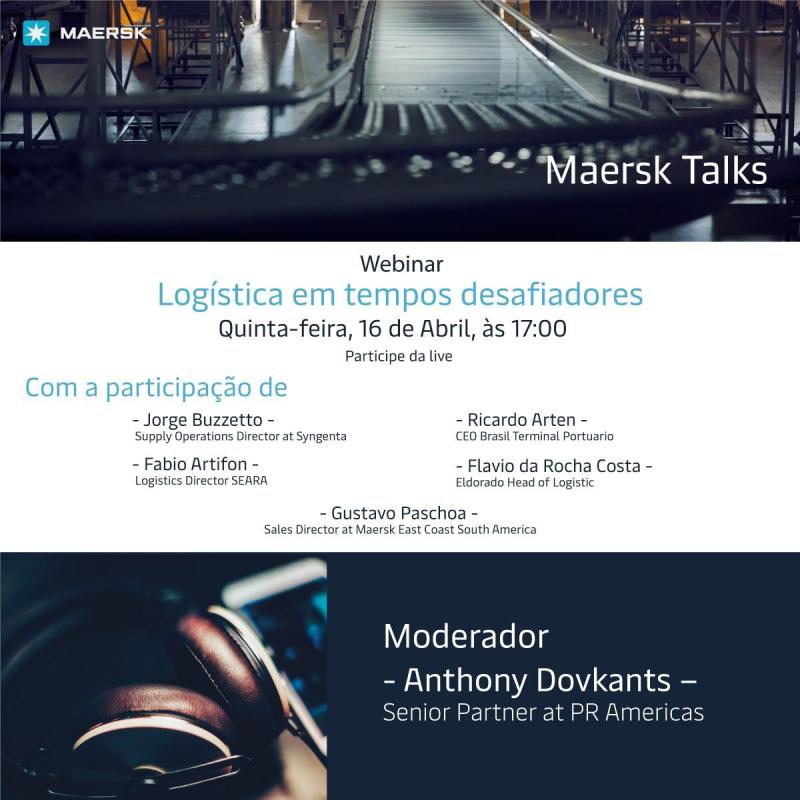 Hoje, Ricardo Arten CEO da Brasil Terminal Portuário participará do Maersk Talks e abordará assuntos de grande relevância para o segmento portuário, ao lado de outros profissionais