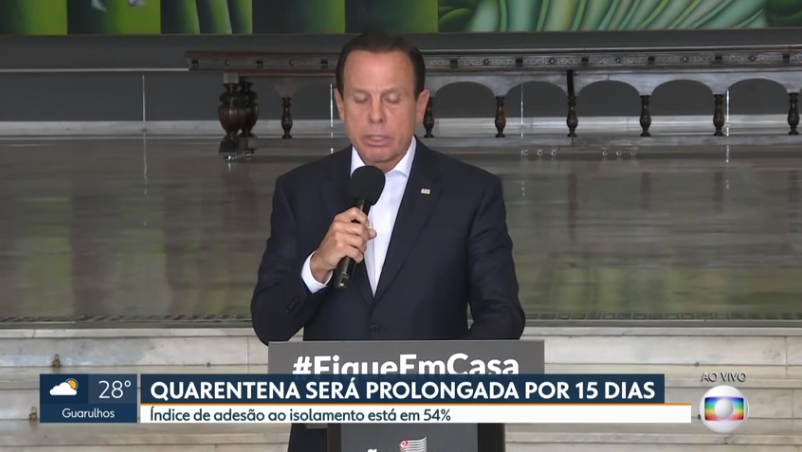 Doria prorroga quarentena em SP até 22 de abril