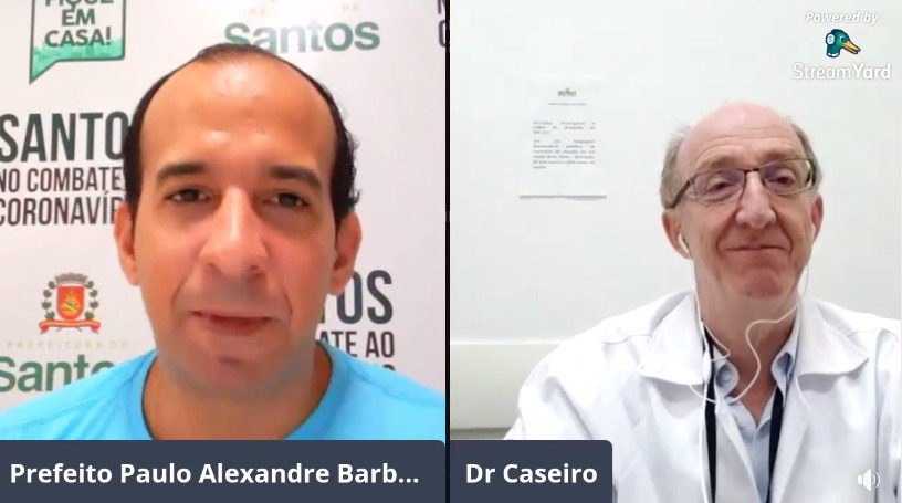 Confira live realizada pelo Prefeito de Santos, Paulo Alexandre Barbosa com a participação do Dr. Marcos Caseiro, infectologista