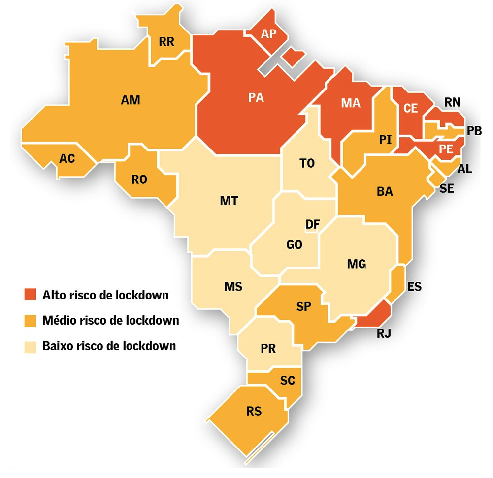 Sete Estados ainda têm alta probabilidade de ‘lockdown’, diz estudo