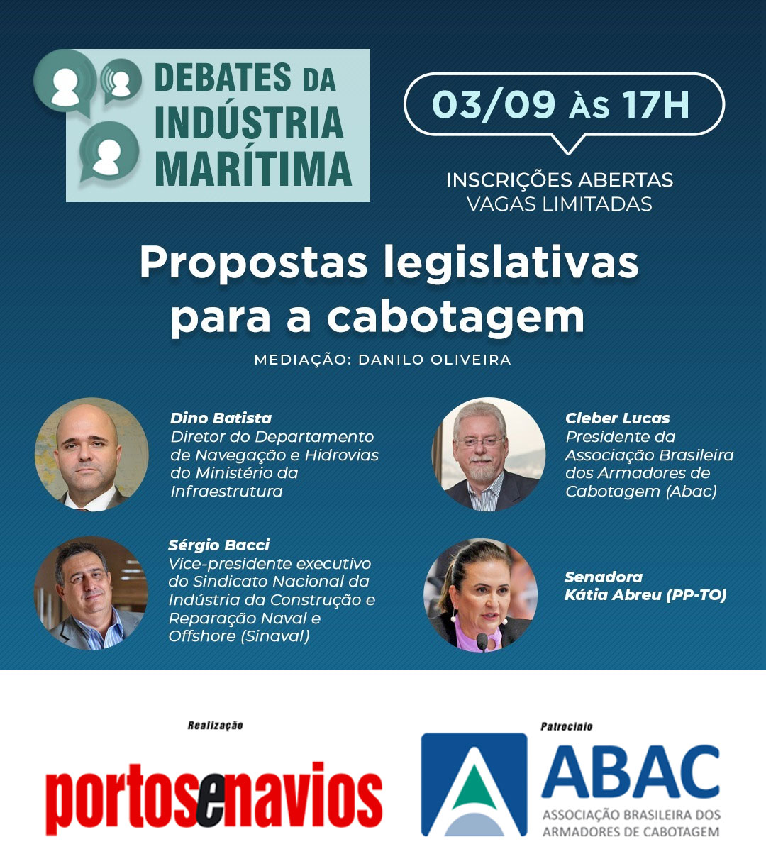Propostas legislativas para a cabotagem são tema de webinar na 5ª-feira