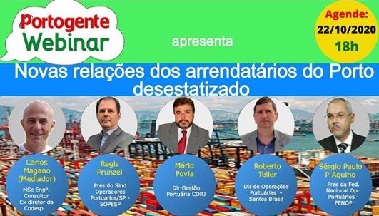 Nosso Presidente, Regis Prunzel, participará hoje da webinar “Novas relações dos arrendatários do Porto desestatizado”