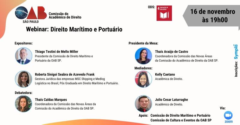 Participe da webinar Direito Marítimo e Portuário – OAB SP 