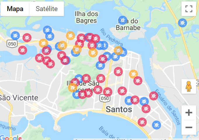 Informações claras e atualizadas sobre os números da pandemia em Santos, bairro a bairro