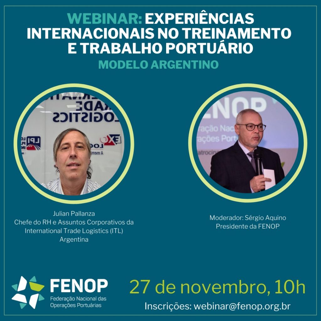 Modelo Argentino de treinamento e trabalho portuário será discutido em 4º Webinar da FENOP