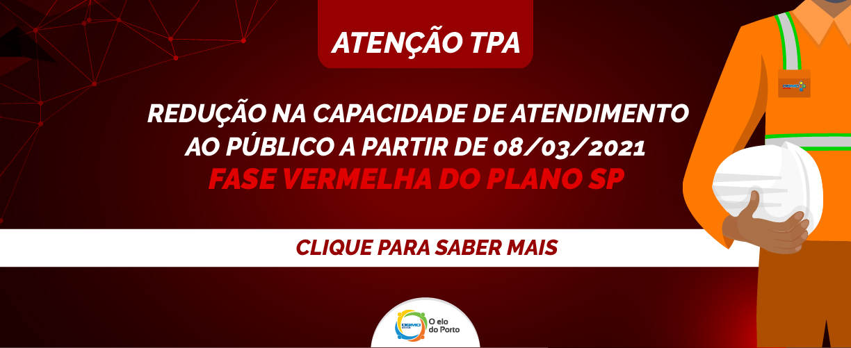 OGMO/Santos: Redução na capacidade de atendimento ao publico a partir de 08/03/2021 – Fase vermelha do Plano SP
