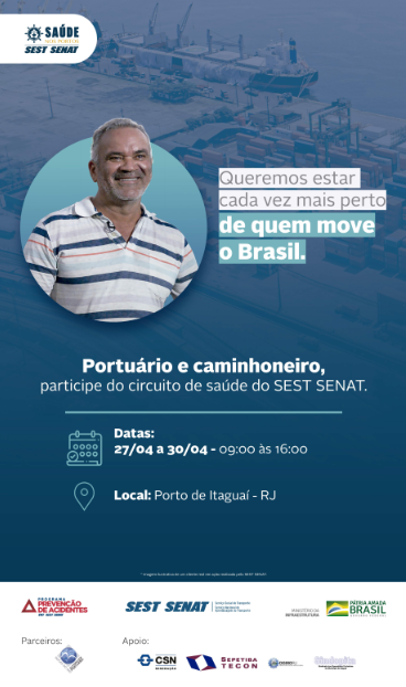 Projeto reforça cuidados com a saúde de portuários e caminhoneiros nos Portos de Itaguaí e do Rio de Janeiro