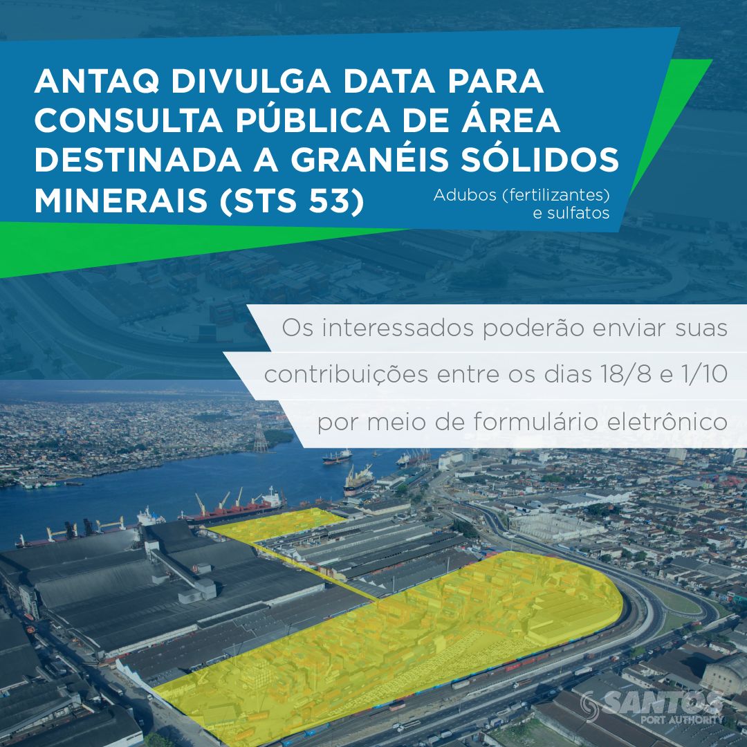 Área STS 53 será destinada à movimentação de granéis minerais sólidos (fertilizantes)