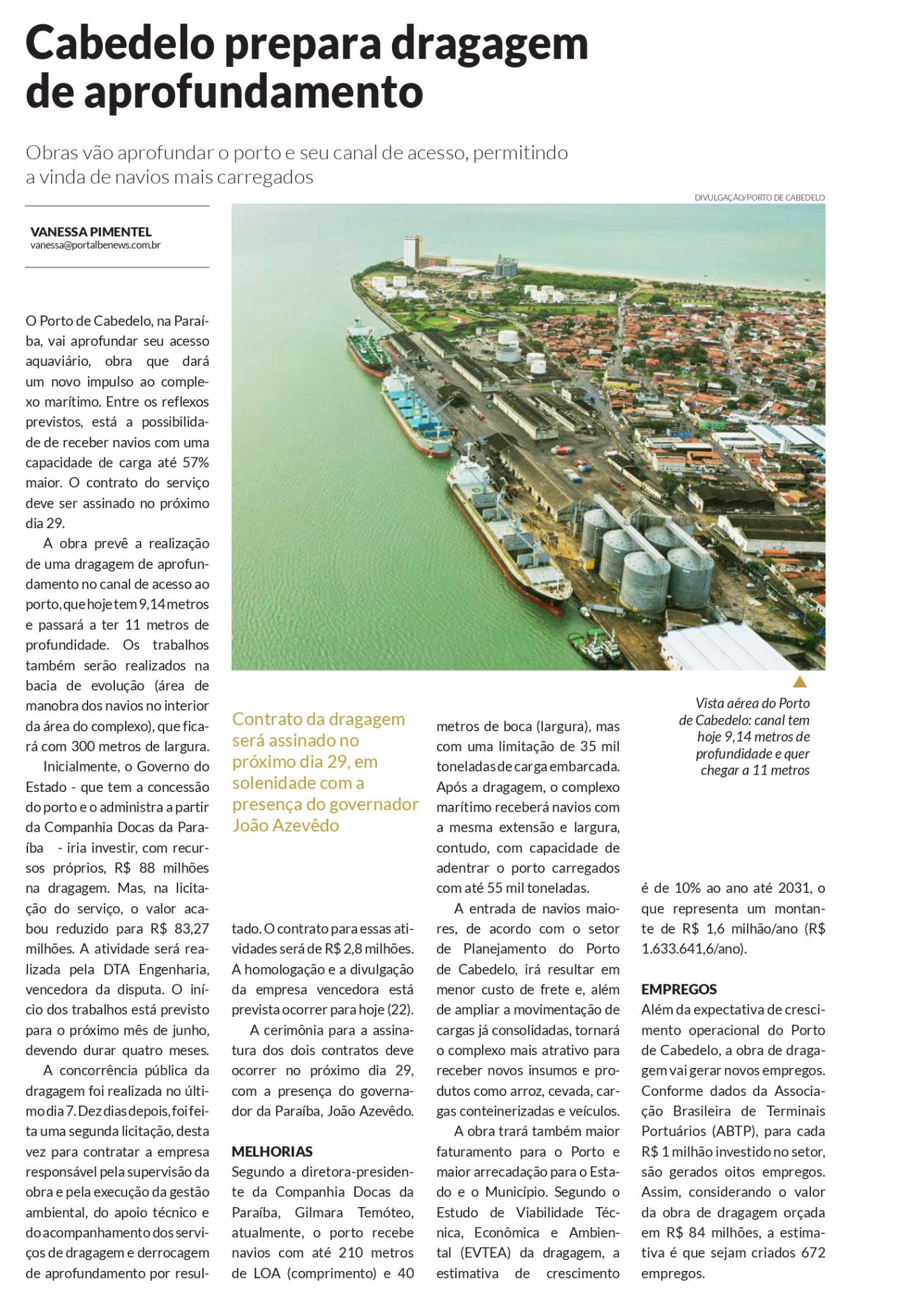 Cabedelo prepara dragagem de aprofundamento