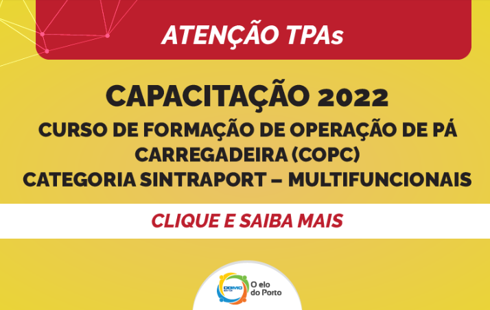 OGMO/Santos: Capacitação 2022 – “Formação” curso de operação de pá carregadeira (COPC) Categoria Sintraport – Multifuncionais