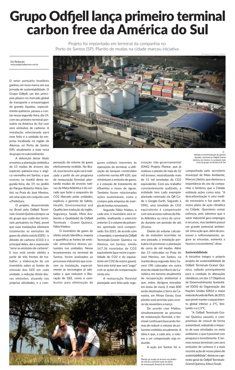 Sopesp Grupo Odfjell lança primeiro terminal carbon free da América