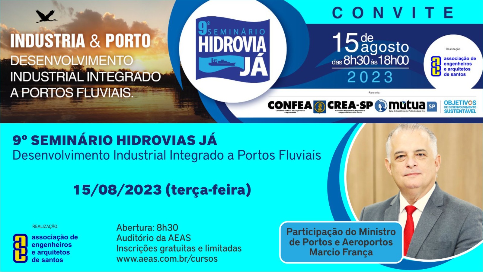 AEAS promove mais uma edição do ‘Hidrovia Já’ com o tema ‘Indústria & Porto – Desenvolvimento Industrial Integrado a Portos Fluviais’