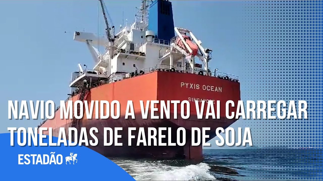 Navio movido a energia eólica vai carregar farelo de soja para a Europa