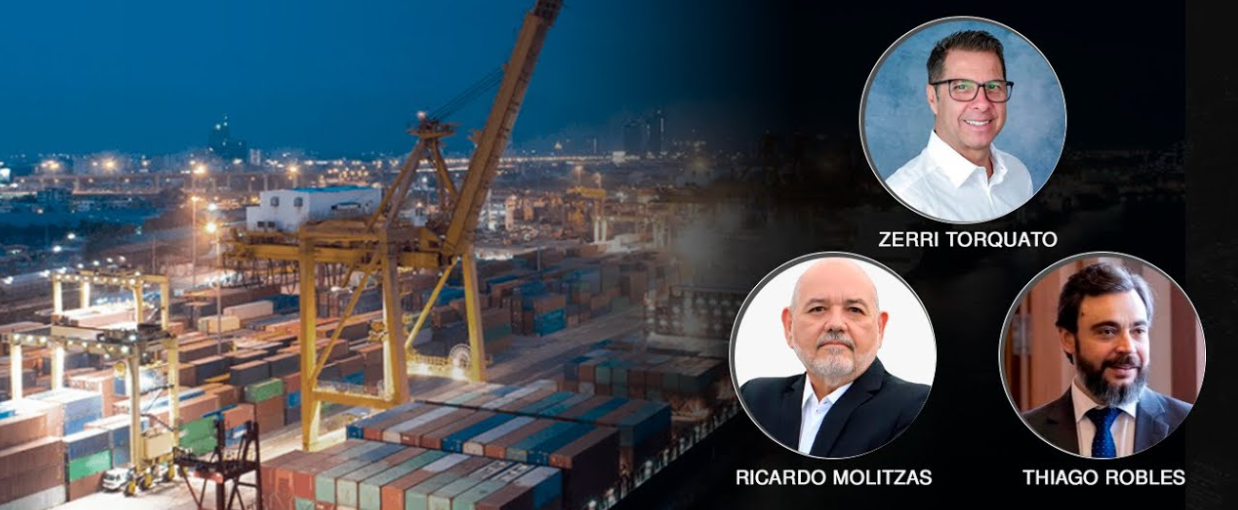 Diretor-executivo do SOPESP, Ricardo Molitzas e Gerente Jurídico do OGMO Santos, Thiago Robles debatem o setor portuário, no Programa ZR News