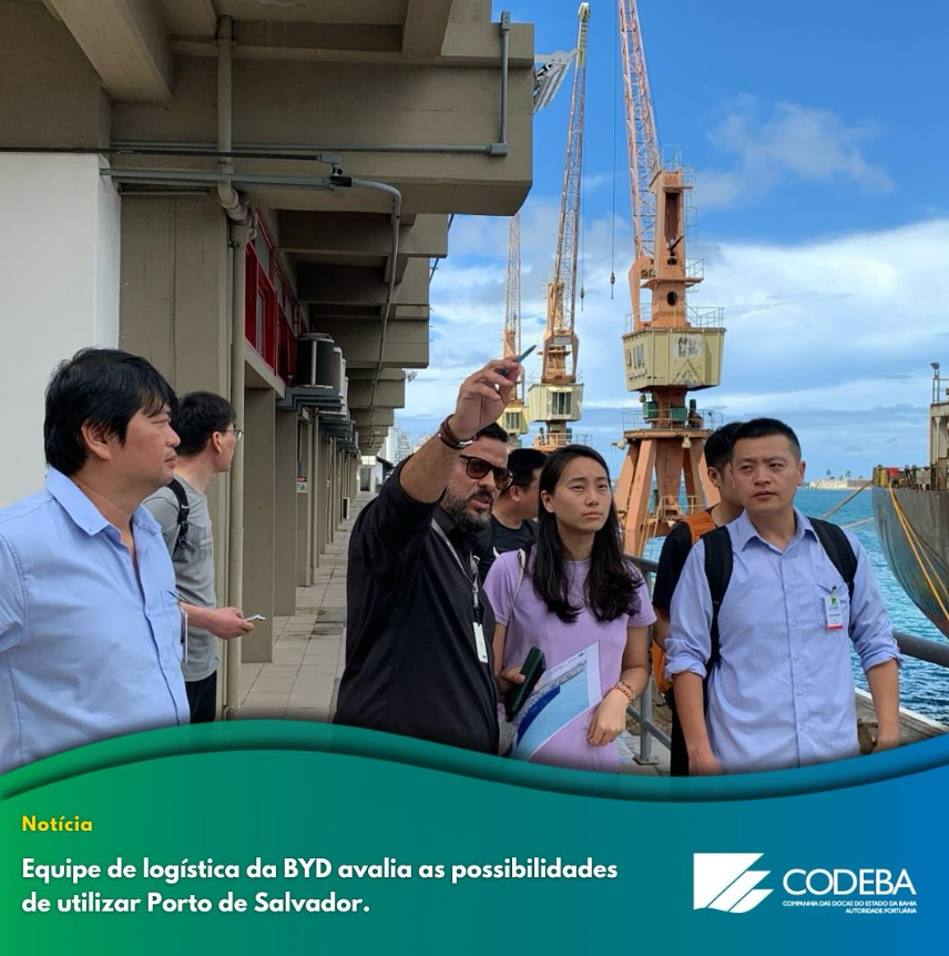 Equipe de logística da BYD avalia as possibilidades de utilizar Porto de Salvador