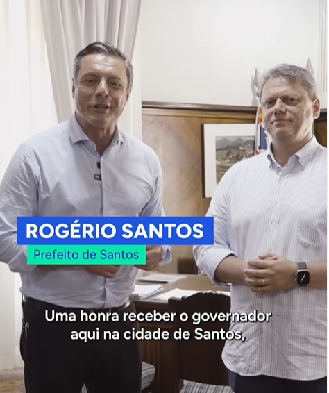 Tarcísio de Freitas e Rogério Santos anunciam investimentos em Santos