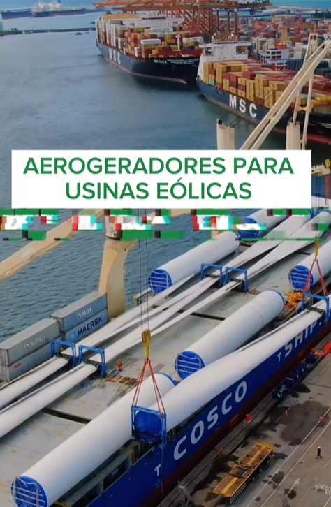 Porto de Suape recebe aerogeradores para instalação de parque eólico